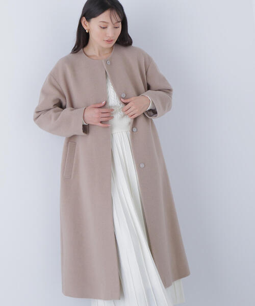 LAISSE PASSE（レッセパッセ） ノーカラーコート 38 ホワイト