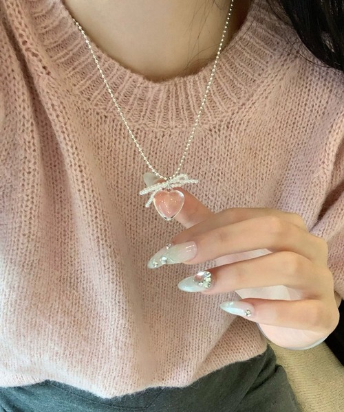 LA VORAGINE（ラ ヴォラジネ） ネックレス クリアハート パールリボン