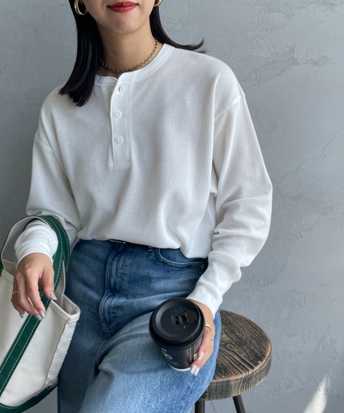 Healthknit（ヘルスニット） tシャツ 別注 ヘンリーネック ワッフル