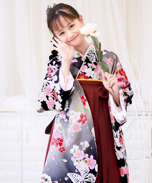 KYOETSU（京越） 着物 ガールズ 簡易袴 5点セット ( 二尺袖 + 帯 + 袴
