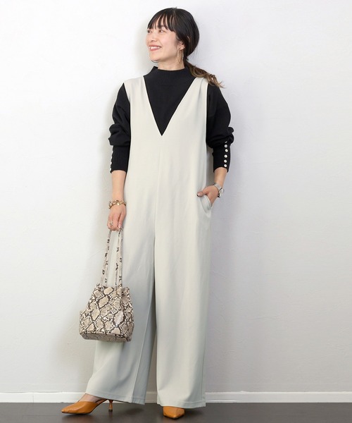 Aletta vita サロペット オーバーオール ダブルクロス深Vサロペット