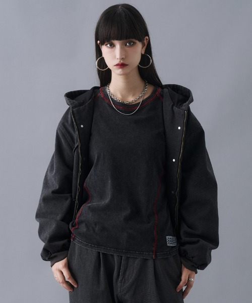PLAN To パーカー Aged Duck Cropped Double-Zip Hoodie / エイジド