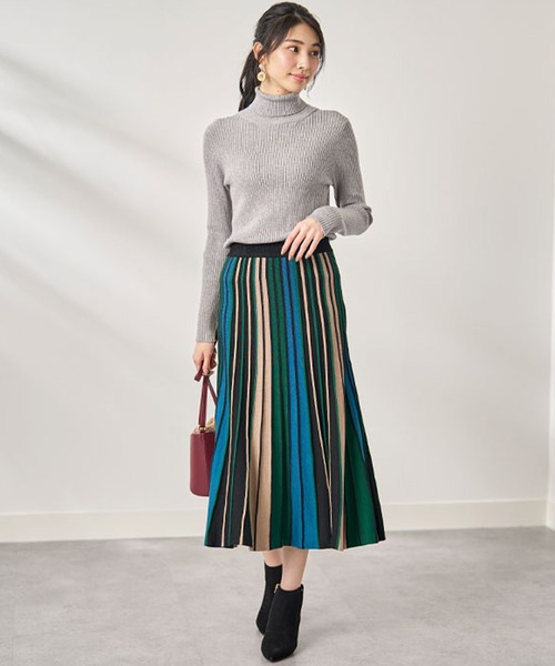 BELLUNA PLUS（ベルーナプラス） スカート プリーツ風フレアーニット