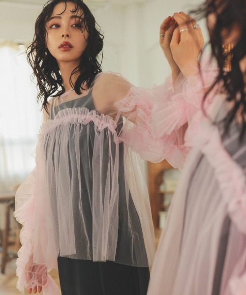 DONOBAN（ドノバン） チュニック 「ANDRESD」decorative tulle tops