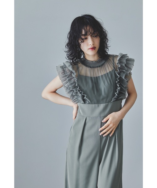 niana（ニアナ） パンツドレス フリルハイウエストワイドパンツドレス