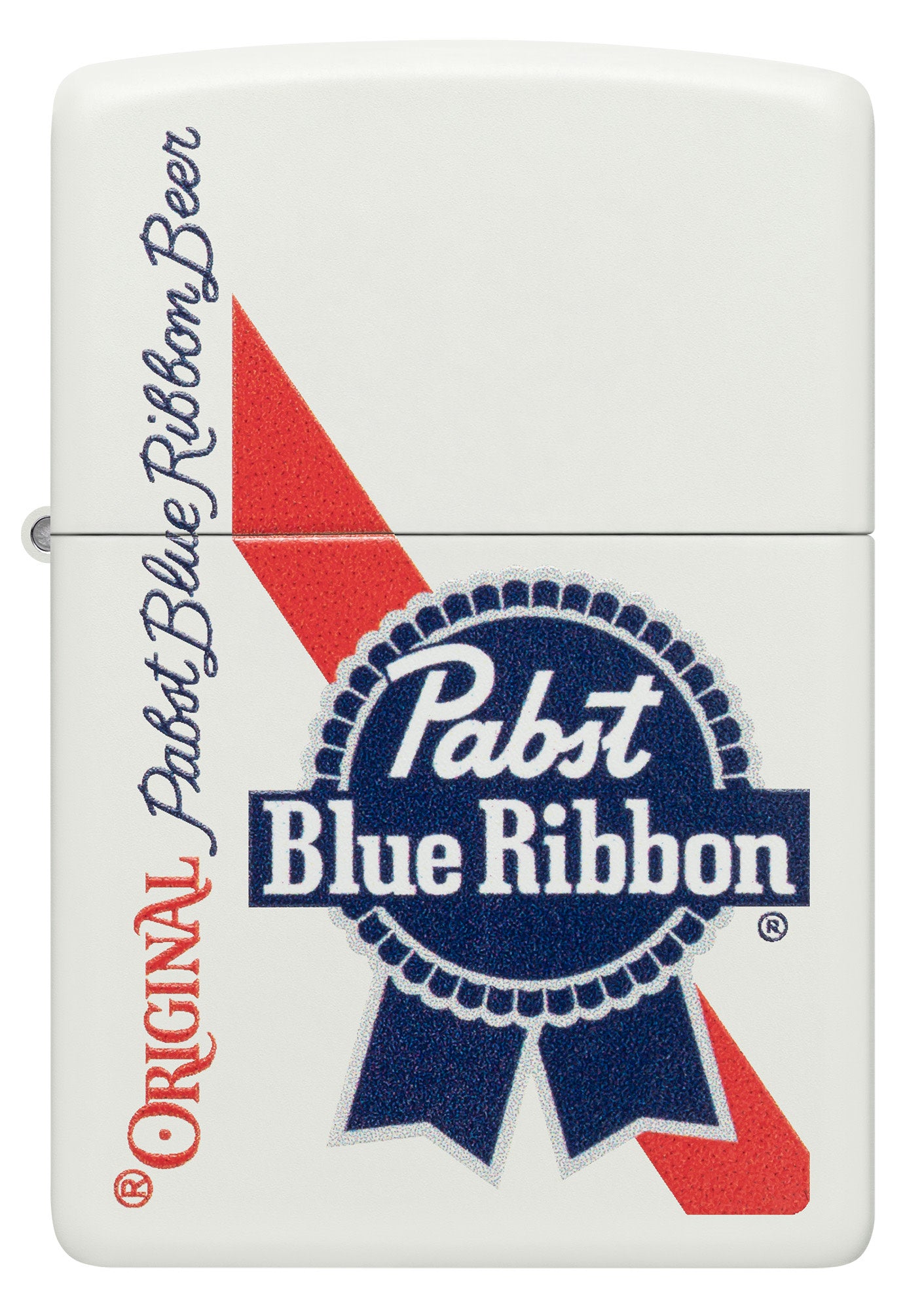 Pabst Blue Ribbon Original Design White Matte Windproof Lighter