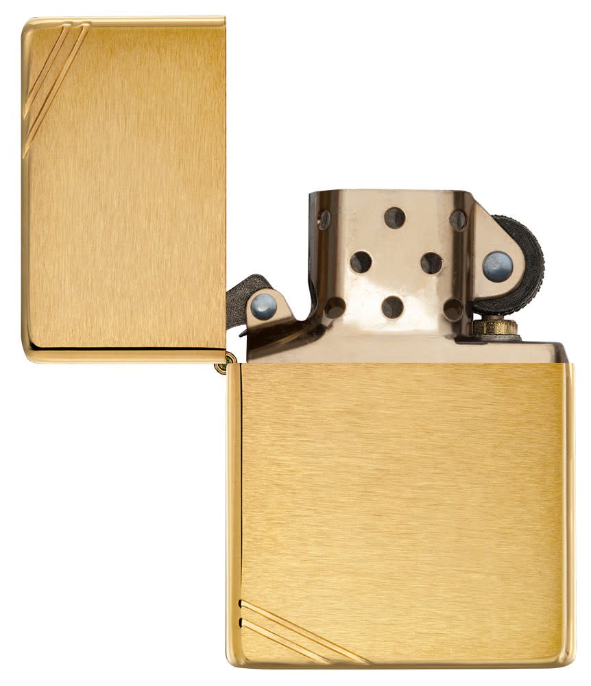 Vintage w/ Slashes Brushed Brass Lighter – Zippo USA