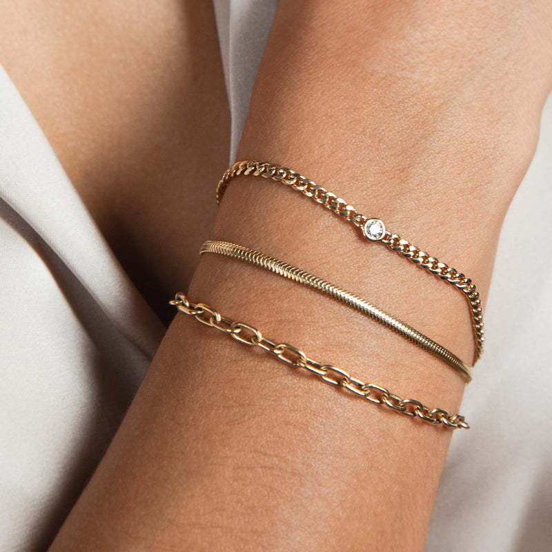 Zoë Chicco 14k Gold Medium Square Oval Link Chain Bracelet – ZOË