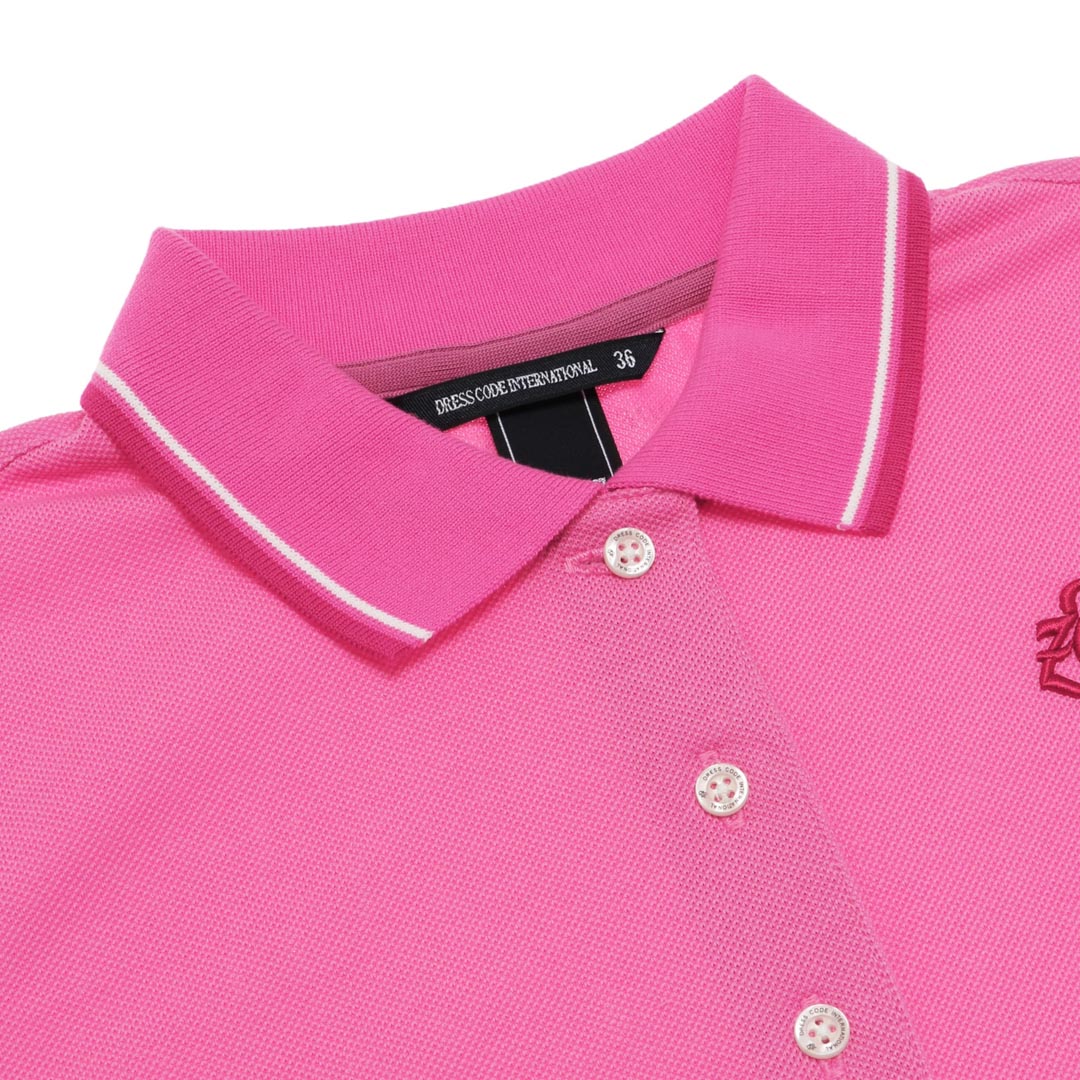 WOMEN コットン鹿の子 半袖ポロシャツ ピンク