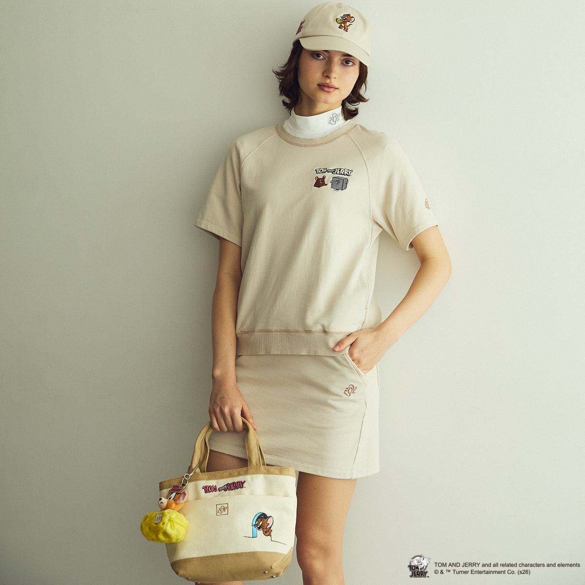 ZOY / TOM and JERRY / WOMEN コンパクトミニ裏毛 半袖プルオーバー グレー