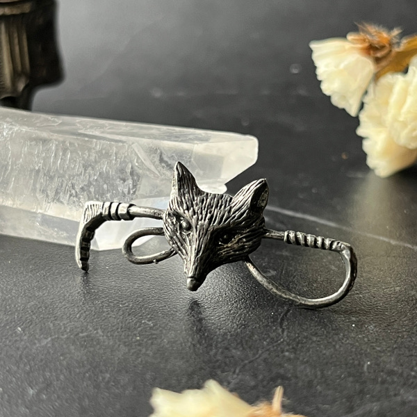 英国ヴィンテージ 狐と狩猟ホルン ピューター製ピンブローチ |アクトン