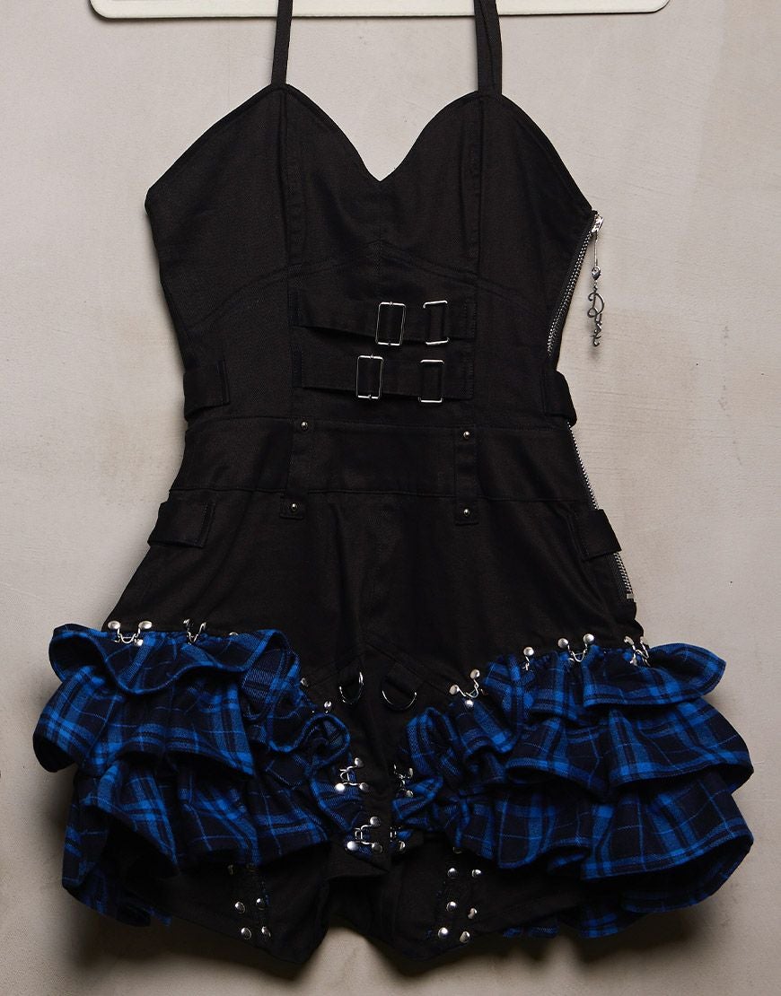 DustDevil【ダストデビル】チェックフリルオールインワンピース/全2色