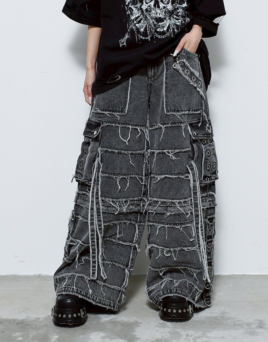 REFLEM【レフレム】2wayツギハギカーゴデニムパンツ/全3色