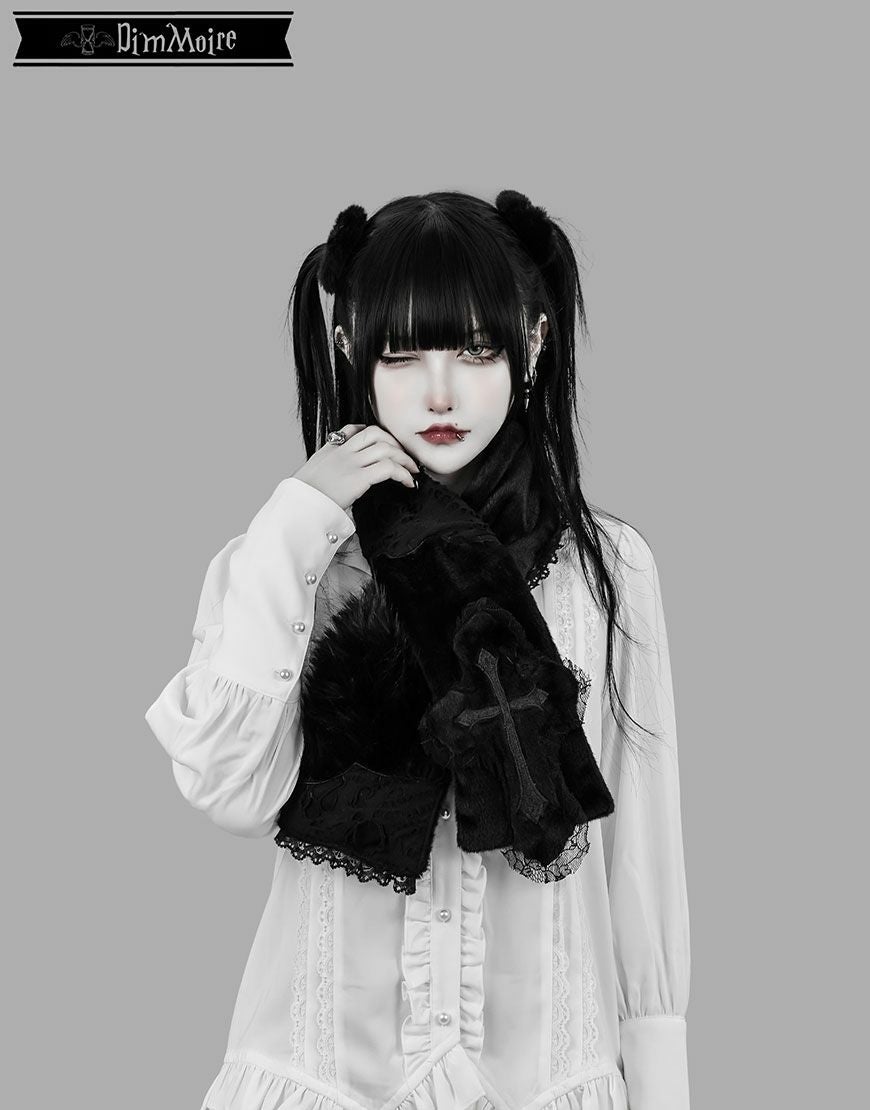 DimMoire【ディムモアール】十字の誓いつぎはぎマフラー/Black