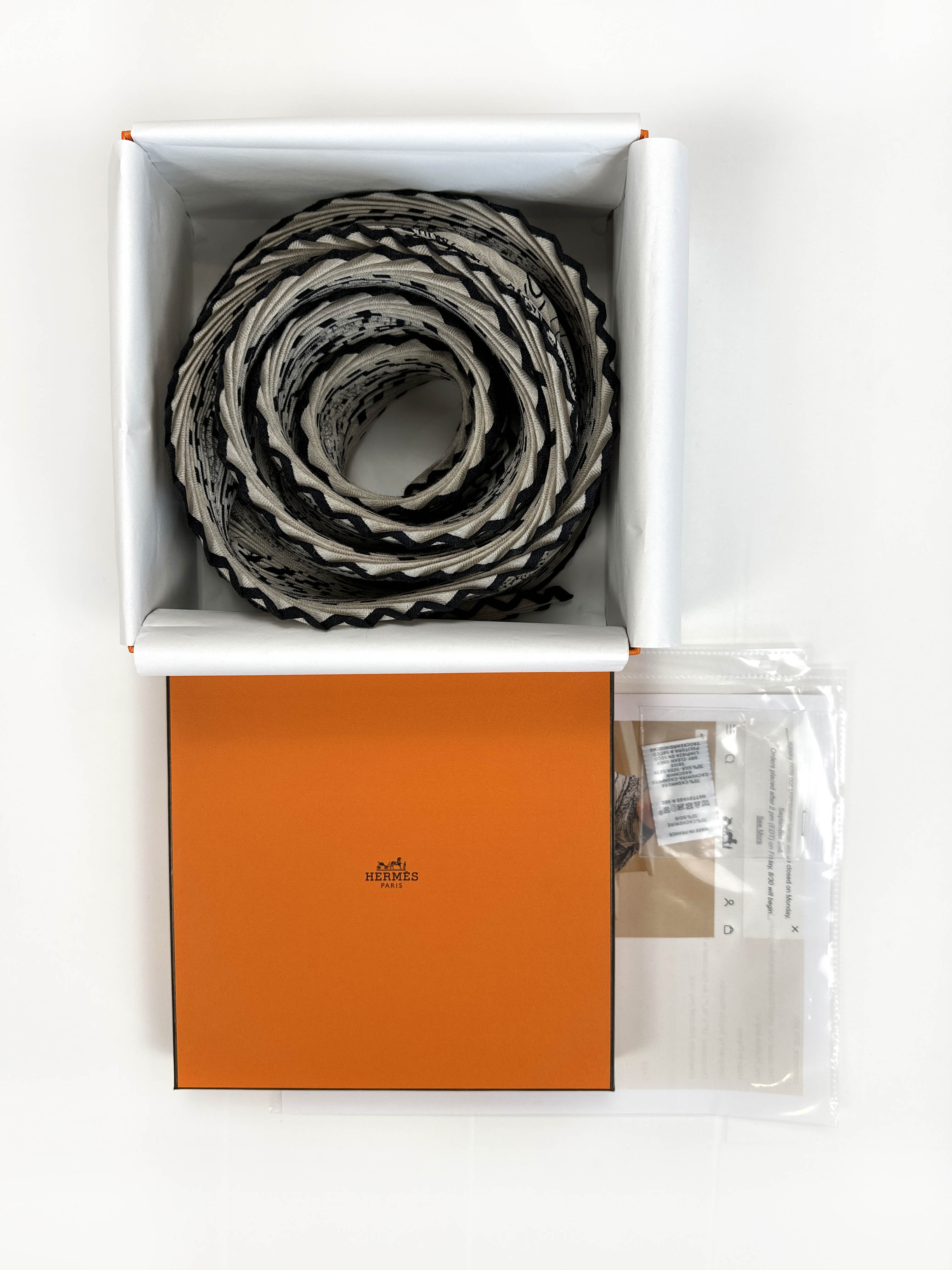 Hermès Tatouages Marins Bandana Cashmere Silk Plissé 140