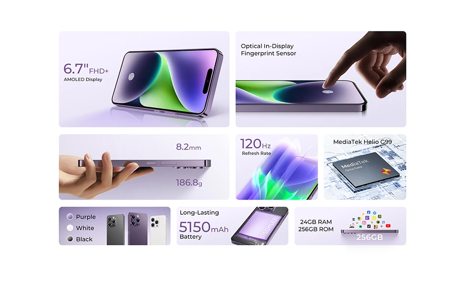OUKITEL P1 Smartphone Global Version 6.7'' AMOLED Display 8GB RAM