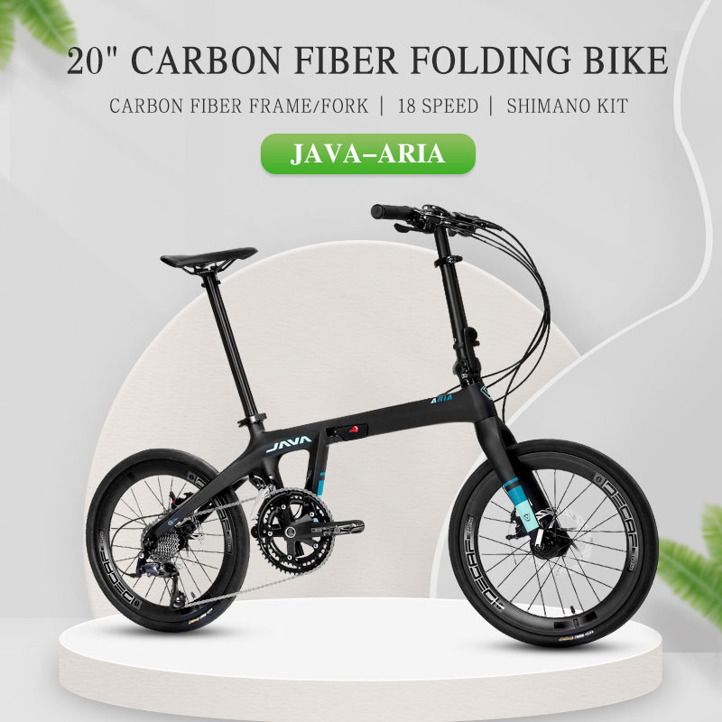 Java-カーボンファイバー折りたたみ自転車,18スピード,20インチ,プル
