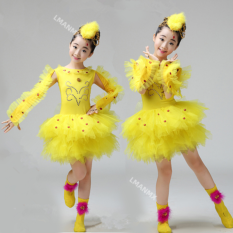子供向けの黄色のアヒルの鳥の衣装,動物のダンスコスチュームのセット