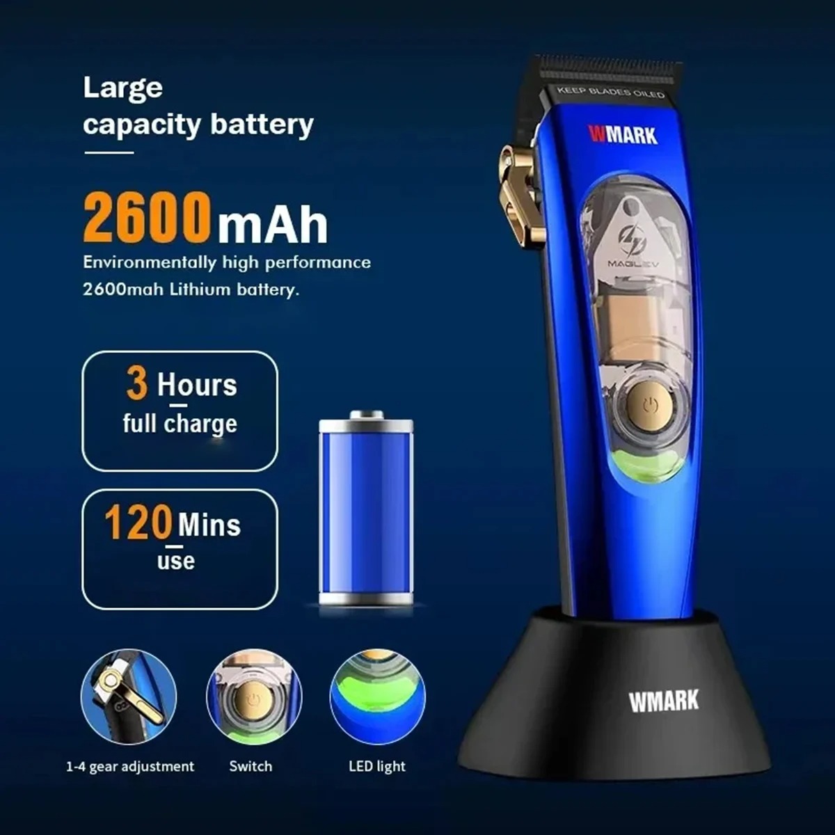 10000 RPM WMARK NG-9004 Maglev Motor Professional Hair Clipper for