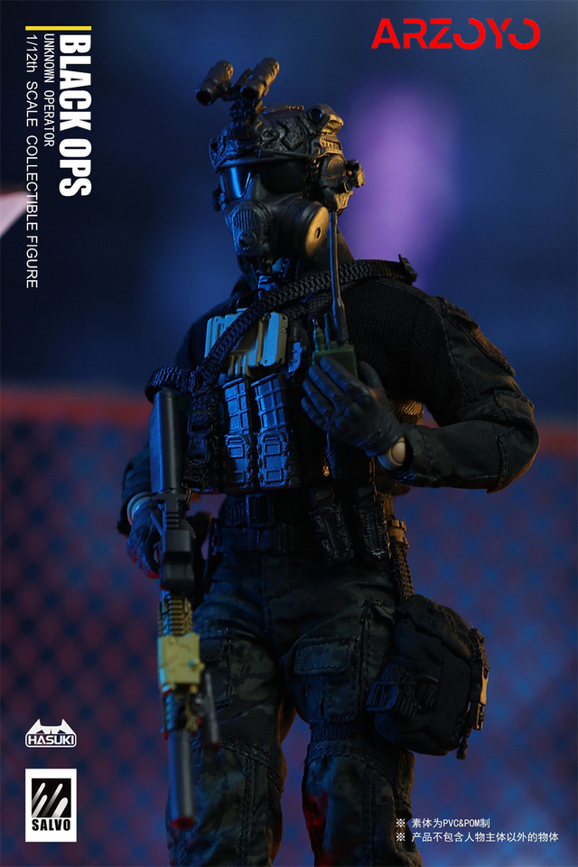 HASUKI SA01 1/12 Black Ops Soldier Action Figure 6 Inch Male