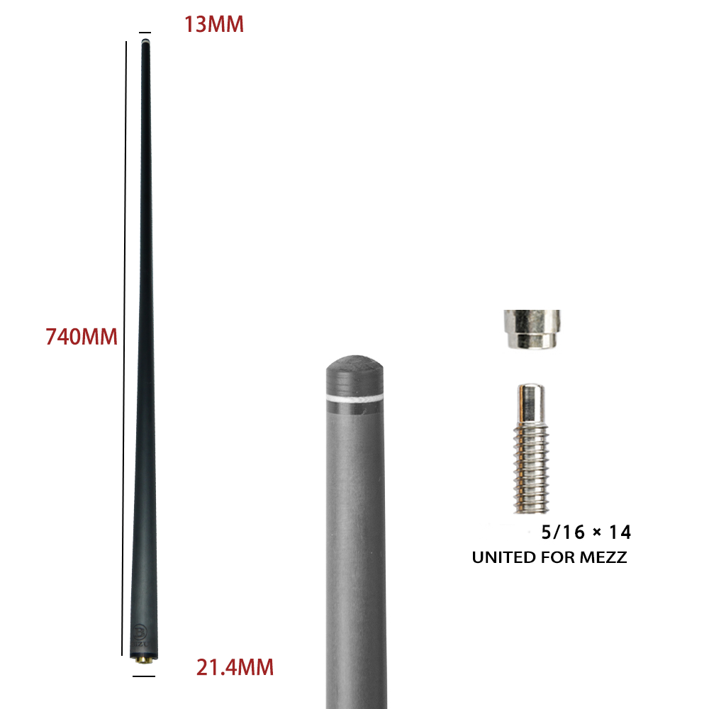 BIZU 13mm カーボン プールビリヤード キューシャフト ブラック