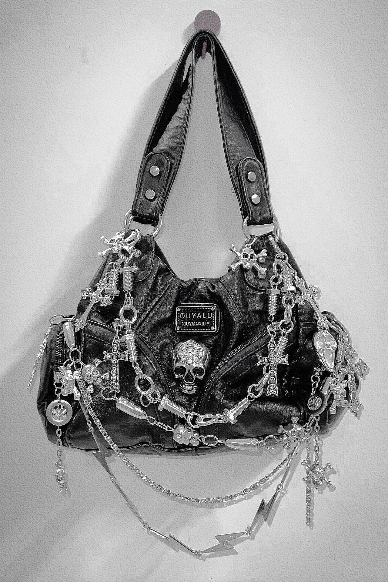 women Y2k girl Vintage Harajuku full of chains gothic Rivet spike