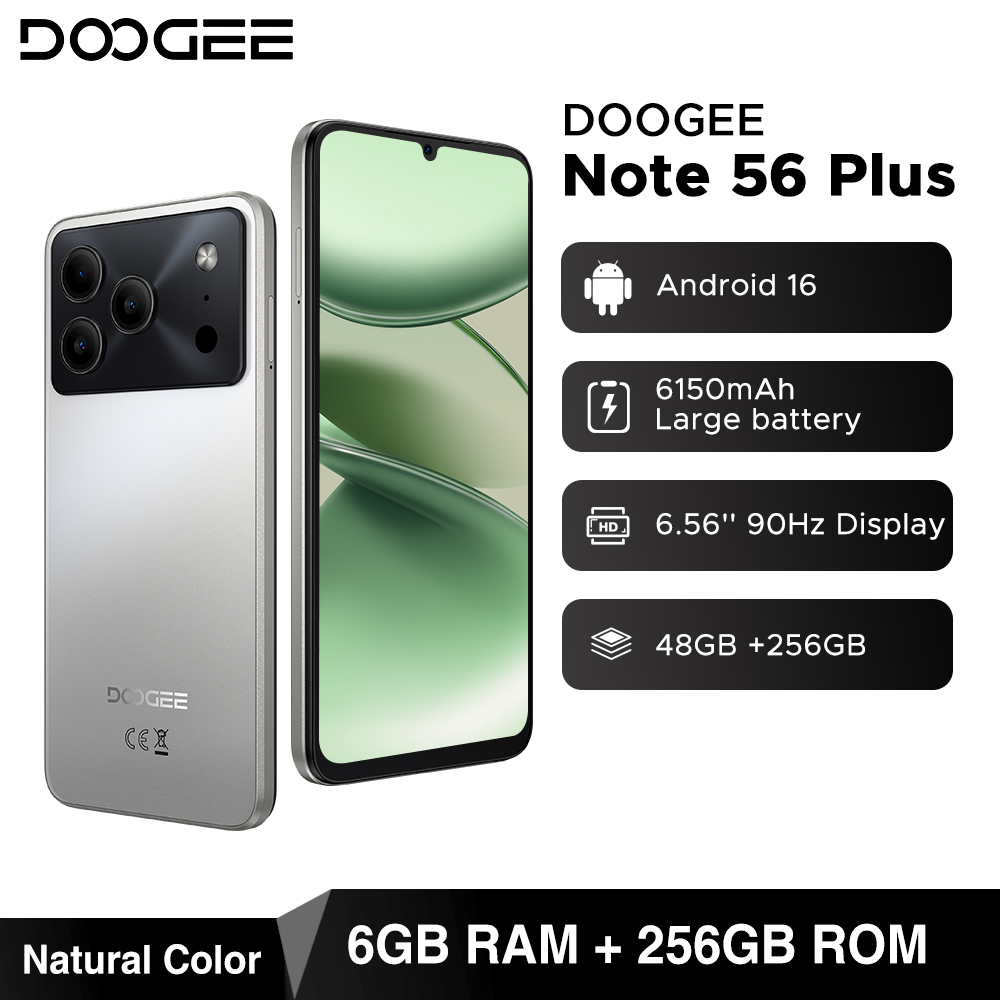 Global Version DOOGEE Note56 Plus Android 16 Smartphone 48GB+256GB