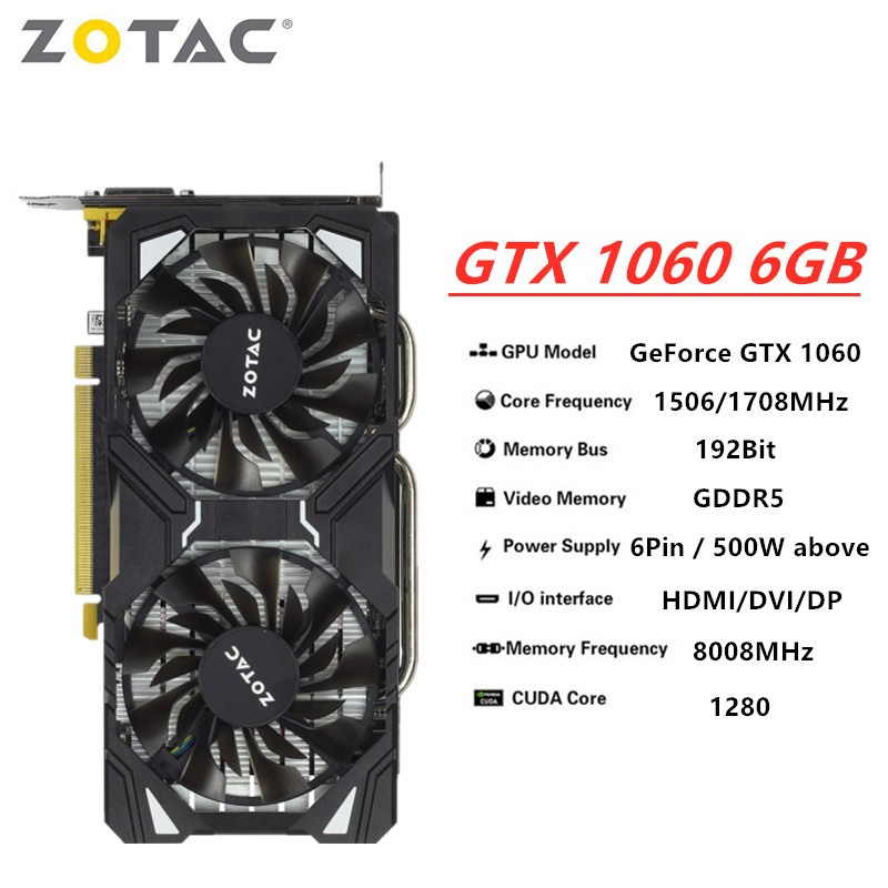 ZOTAC GTX 1060 6GB Graphics Card GTX 1060-6GD5 Video Cards GPU