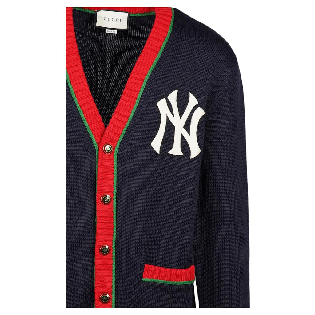 Gucci NY Yankees navy alpaca knit cardigan sweater jumper size 3XL