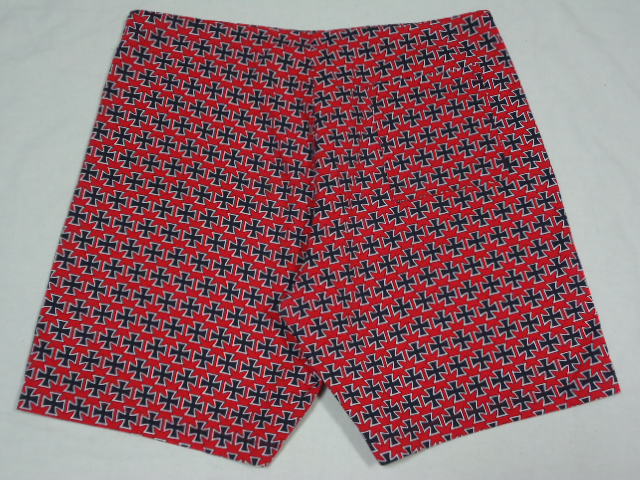 80'S LIFE'S A BEACH IRONCROSS総柄SHORTS（W35まで調節可） - ANAME