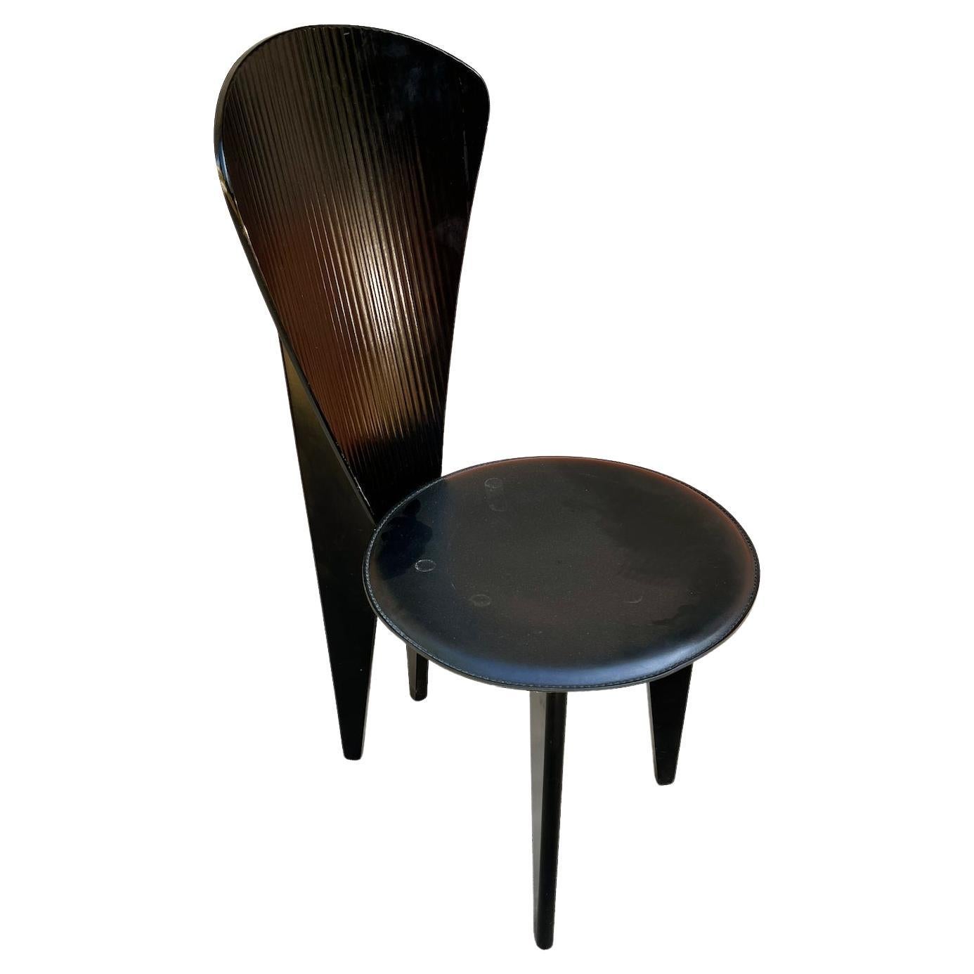 Italian Calligaris Postmodern Dining Chairs, 1980s, Leather and