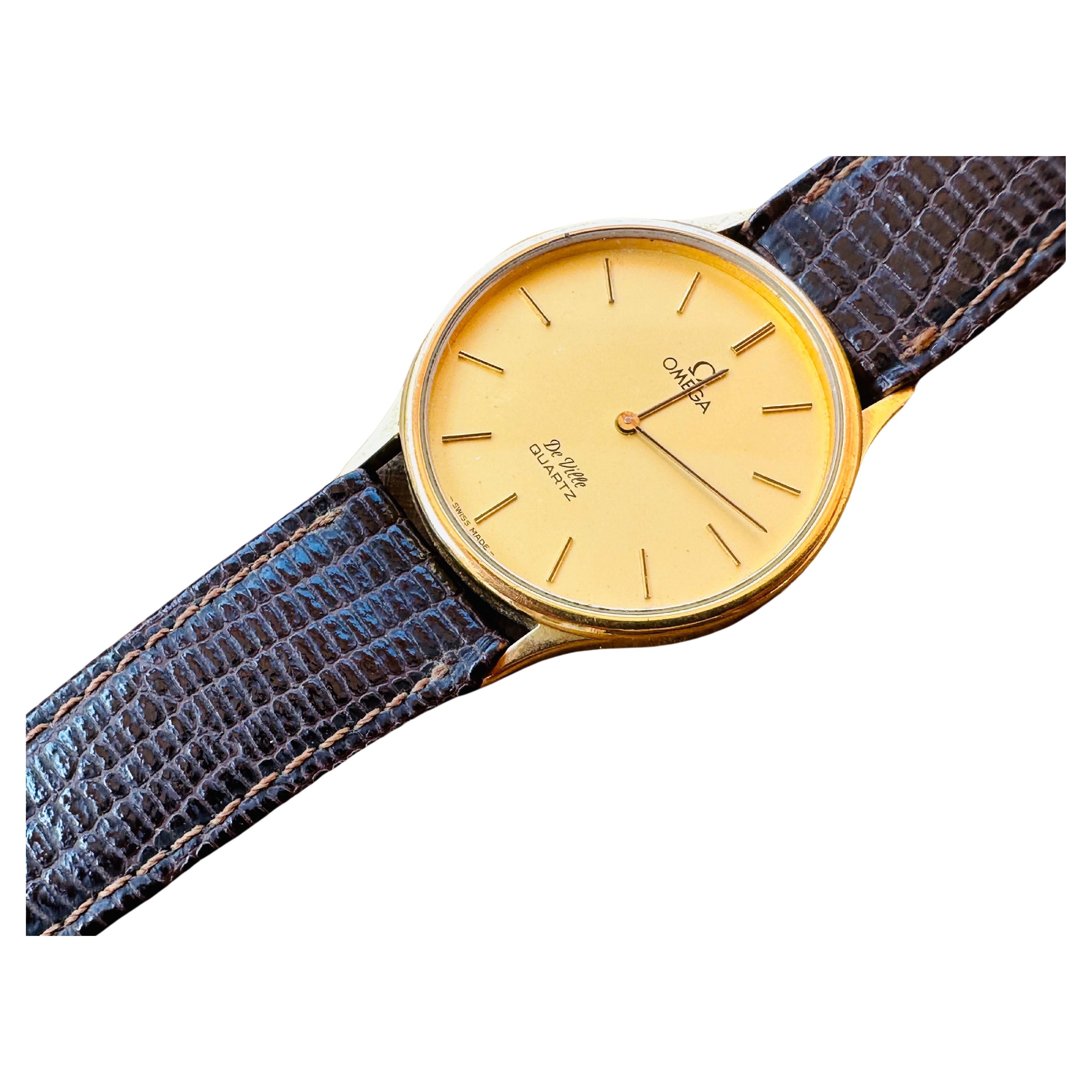 Vintage Omega De Ville 1365 Gold Plated Dress Watch For Sale at