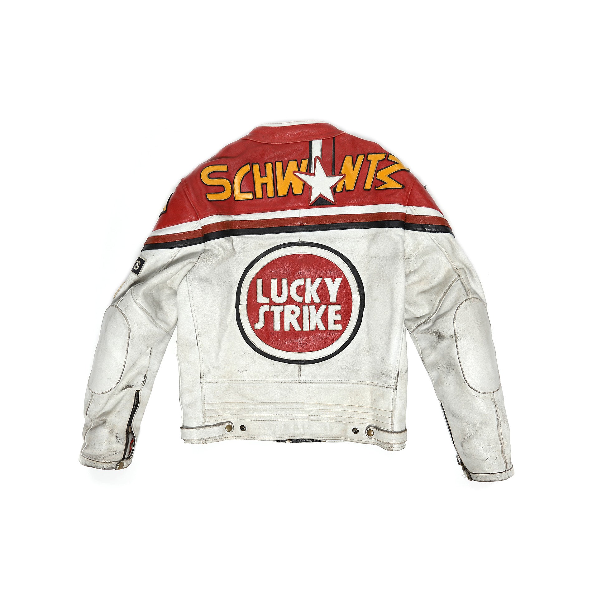 Lucky Strike Vintage Patched Racing Leather Jacket - Ākaibu Store