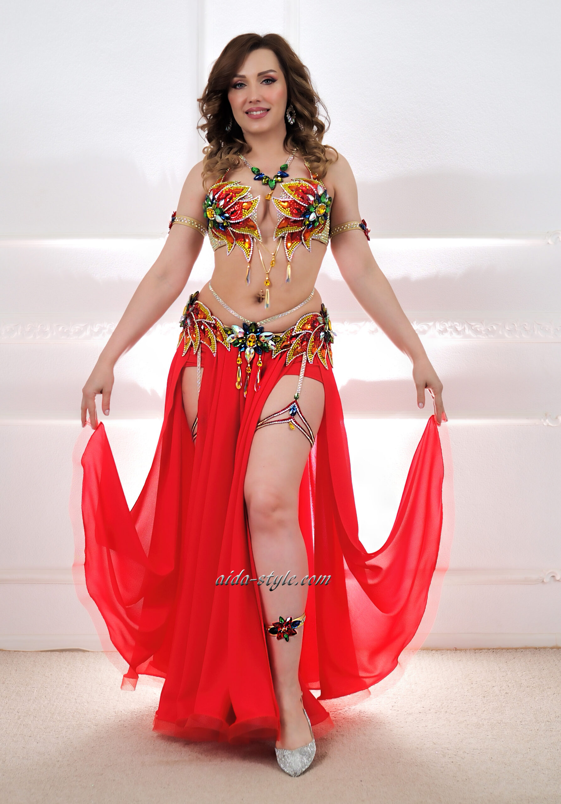 Red Belly Dancing Costume - Aida Style