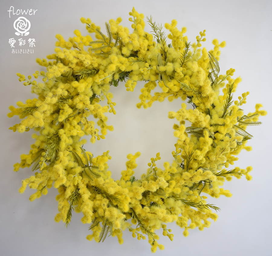 ミモザのリース ミモザリース アーティフィシャルフラワー 造花 大きい