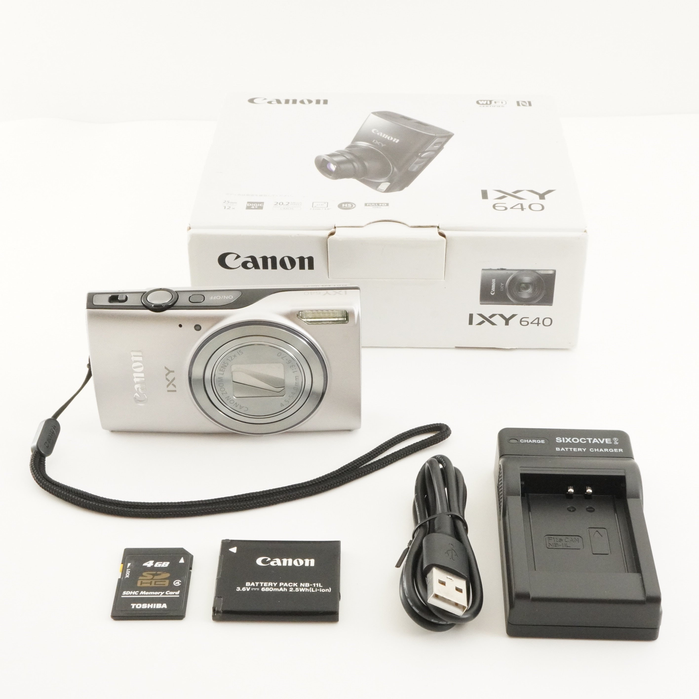 Canon IXY 640 Silver In Box + 4GB SDHC Card Digital Camera from