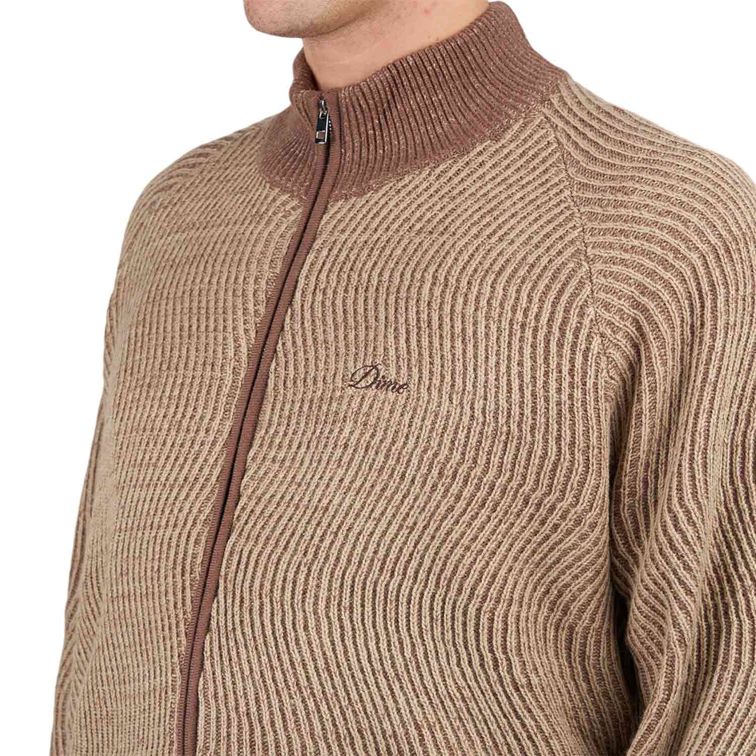 Dime Double Zipper Knit (Beige / Brown) DIMEHO245CAM - Allike Store