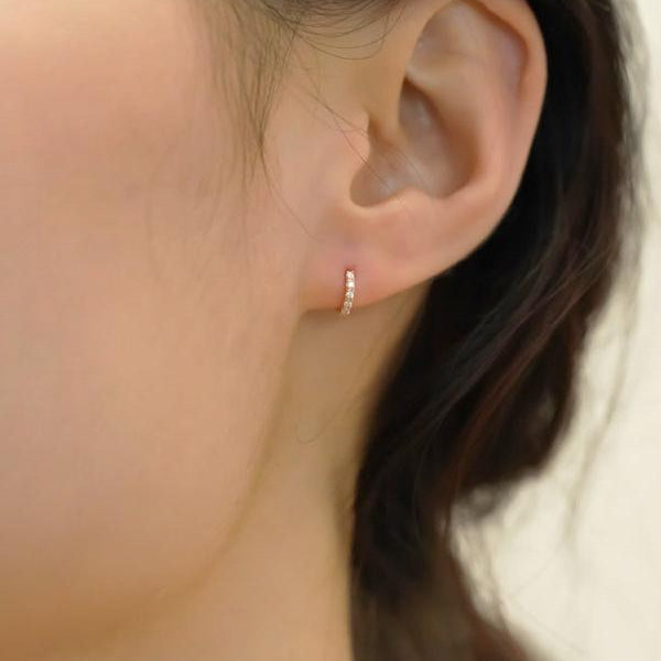 サイズ追加】 K14 フラット ストーン ワンタッチ ピアス [シングル