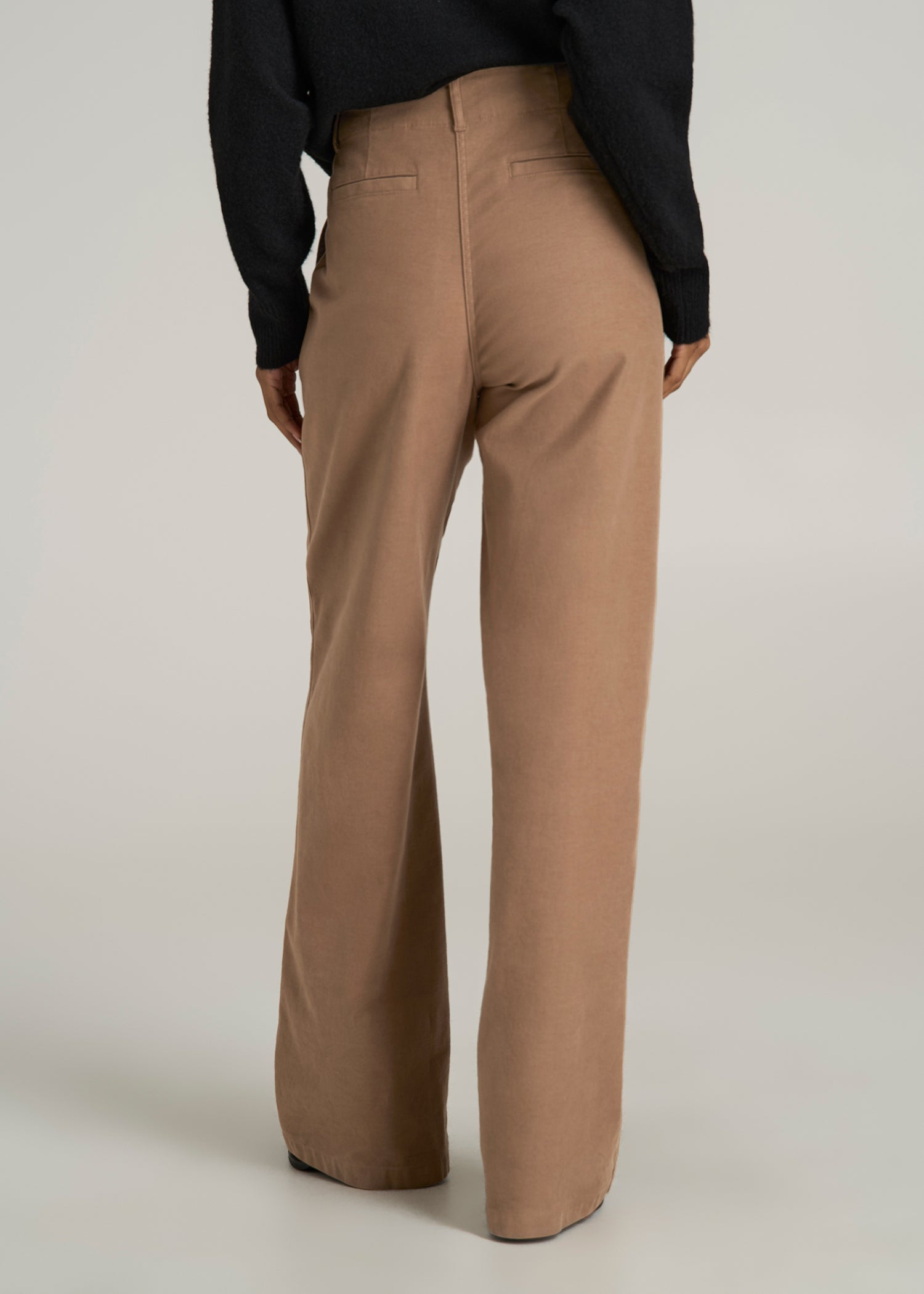 High Rise Wide Leg Flat Front Chino Pants for Tall Women