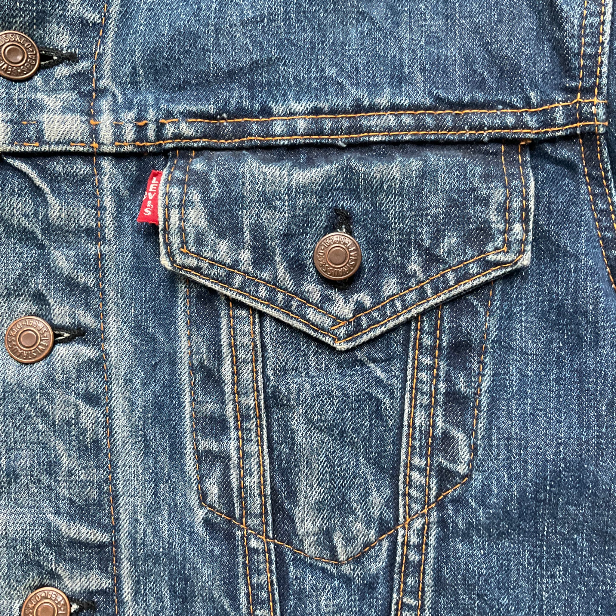 Vintage 1960's Type 3 LEVI'S Big E 70505 Two Pocket Denim Trucker