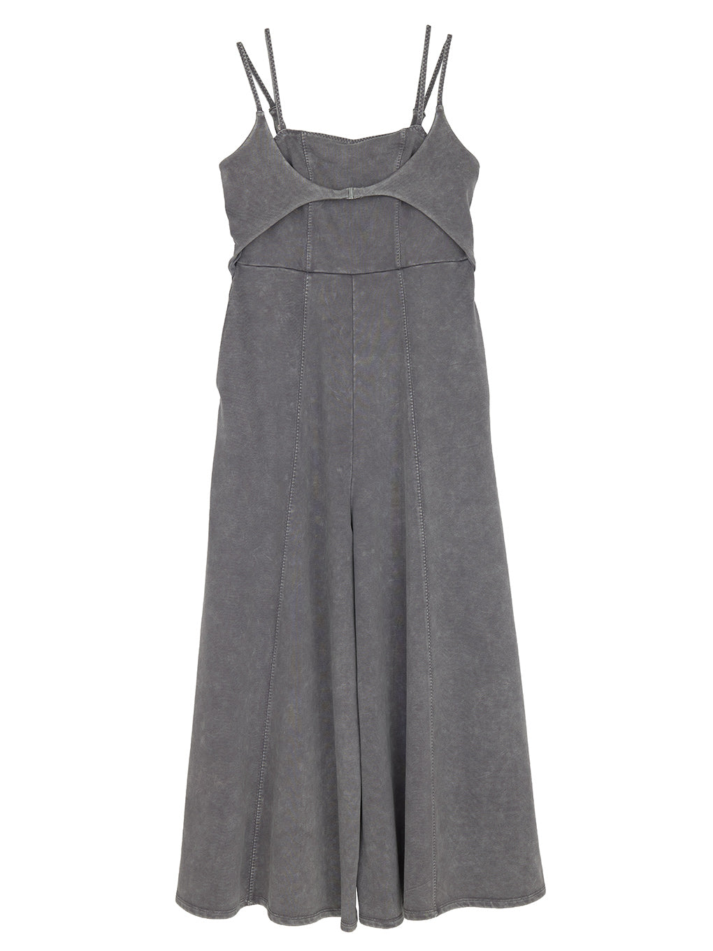 DENIM LIKE VOLUME CAMI ROMPERS