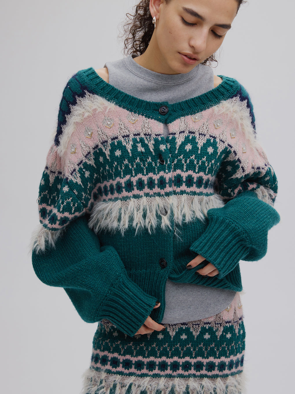 UND 2WAY LADY NORDIC KNIT CARDIGAN