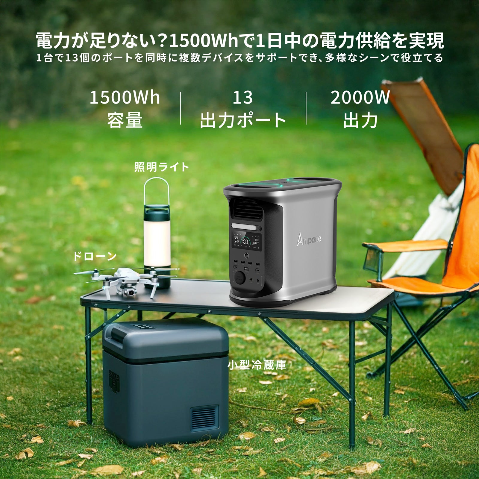 Ampace Andes 1500 ポータブル電源 - 高容量1500Wh アウトドア対応・長