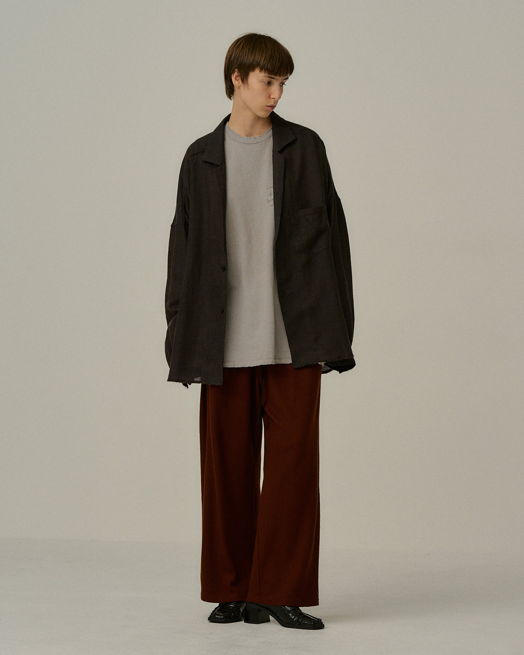 WOOL KERSEY TAILORED SHIRT(BROWN) – ANCELLM