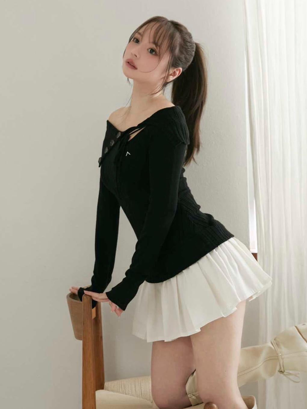 andmary Isabel knit mini dress black