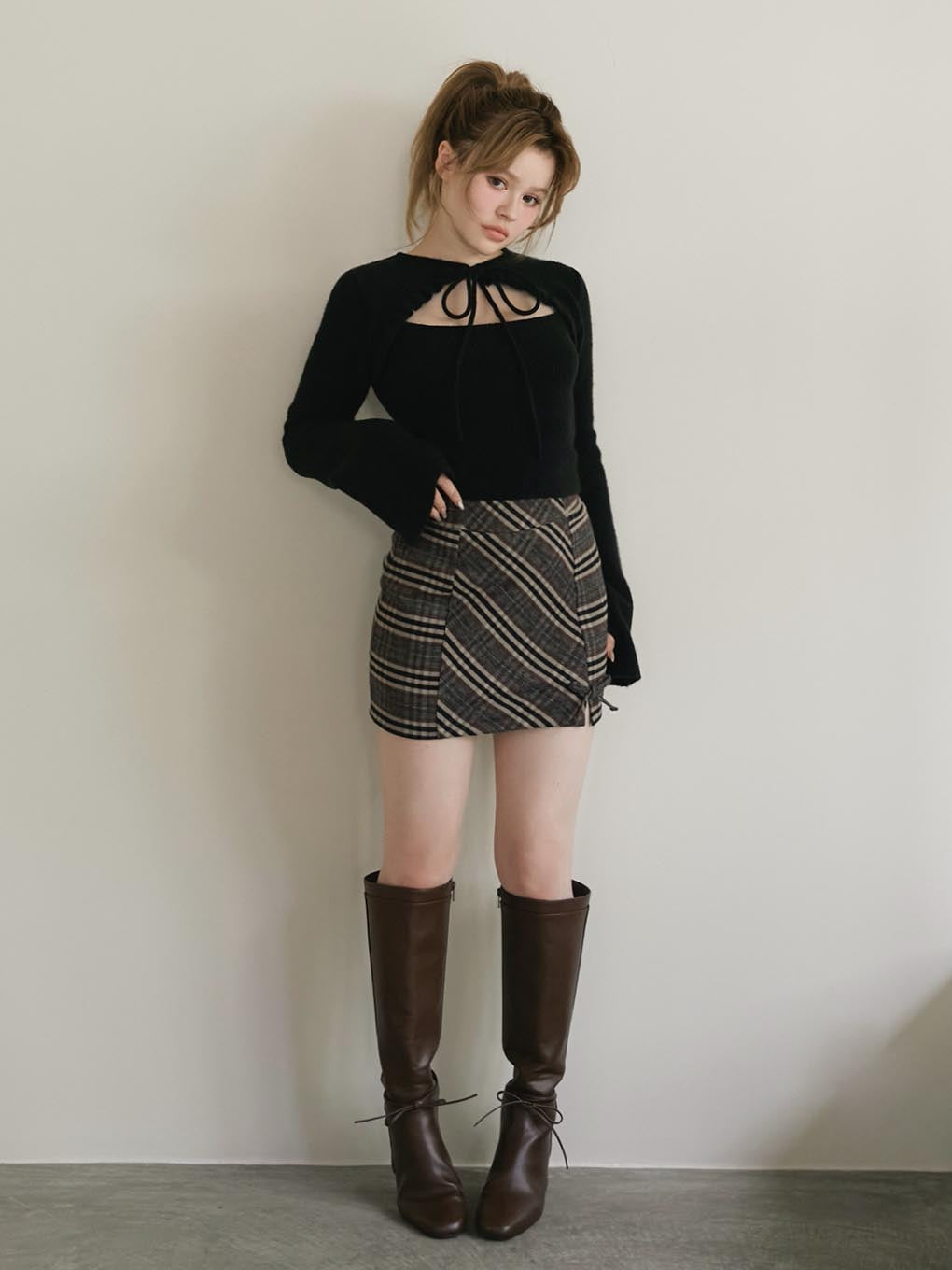 ANDMARY】Monica check mini skirt