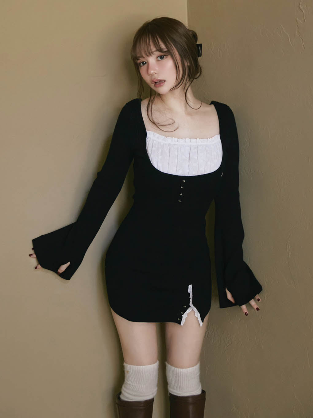 ゆ*様 Mary logo flare mini dress アンドマリー ワン Andmary Demi