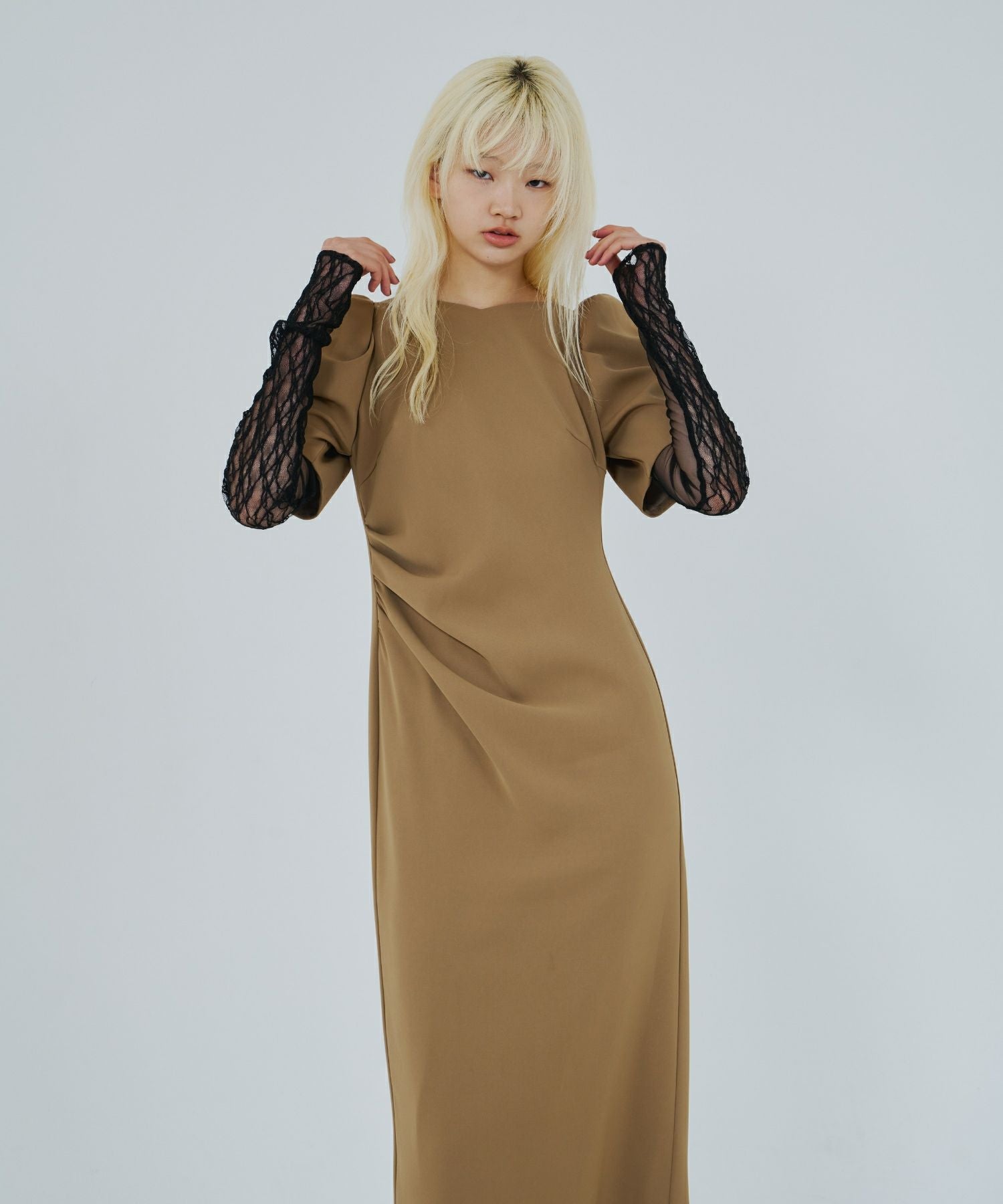 lace arm drape dress | ANDRESD