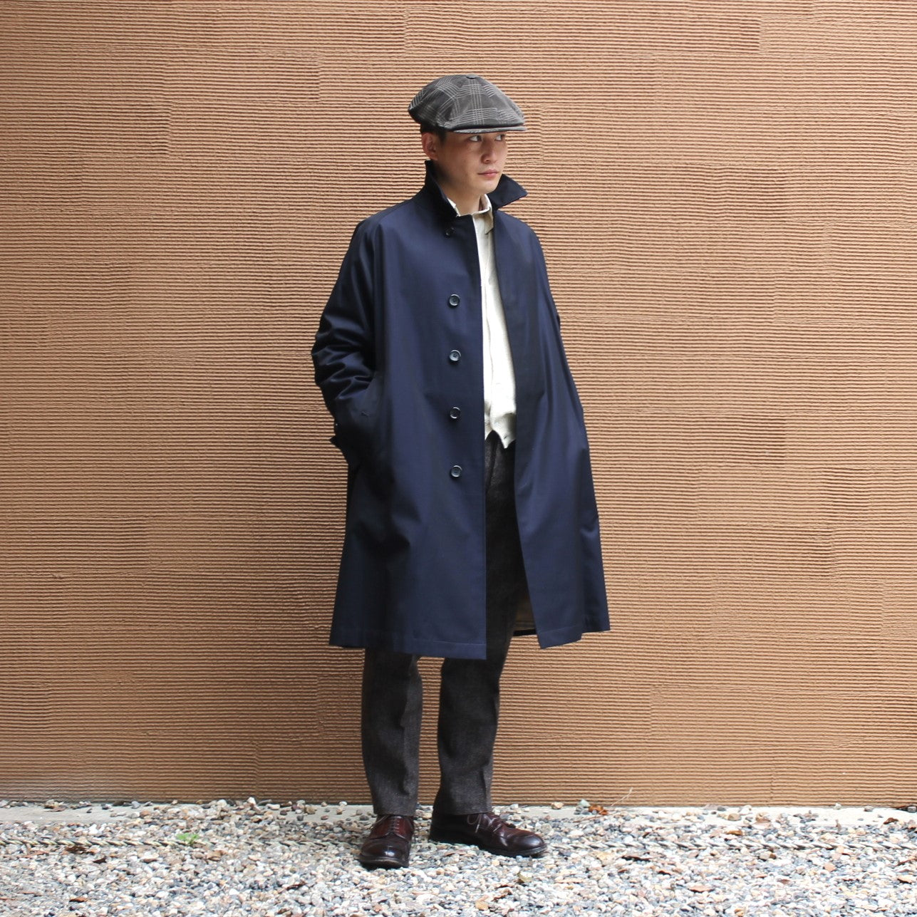 SINGLE RAGLAN COAT GABARDINE NAVY – ANATOMICA NAGOYA