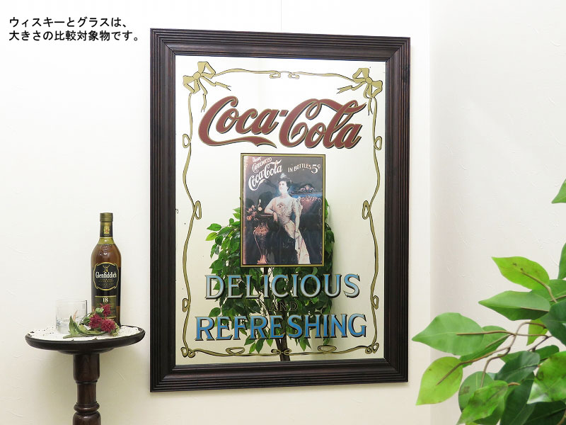 ビンテージ パブミラー 特大サイズのコカ・コーラ（Coca-Cola）（4月01